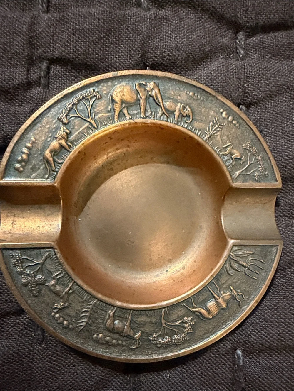 Copper Antique Safari Motif Ashtray